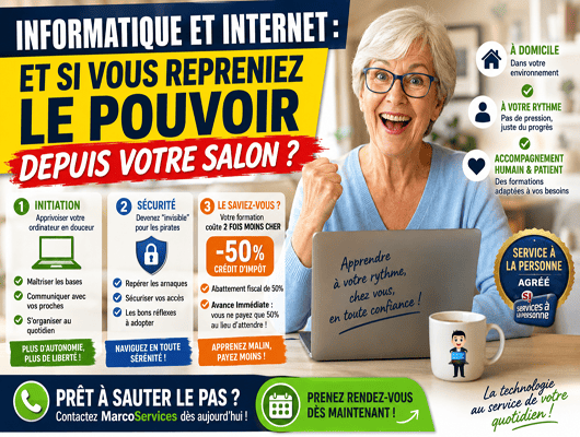Formation Informatique & Sécurité Internet à Domicile à Langon | MarcoServices informatique Langon